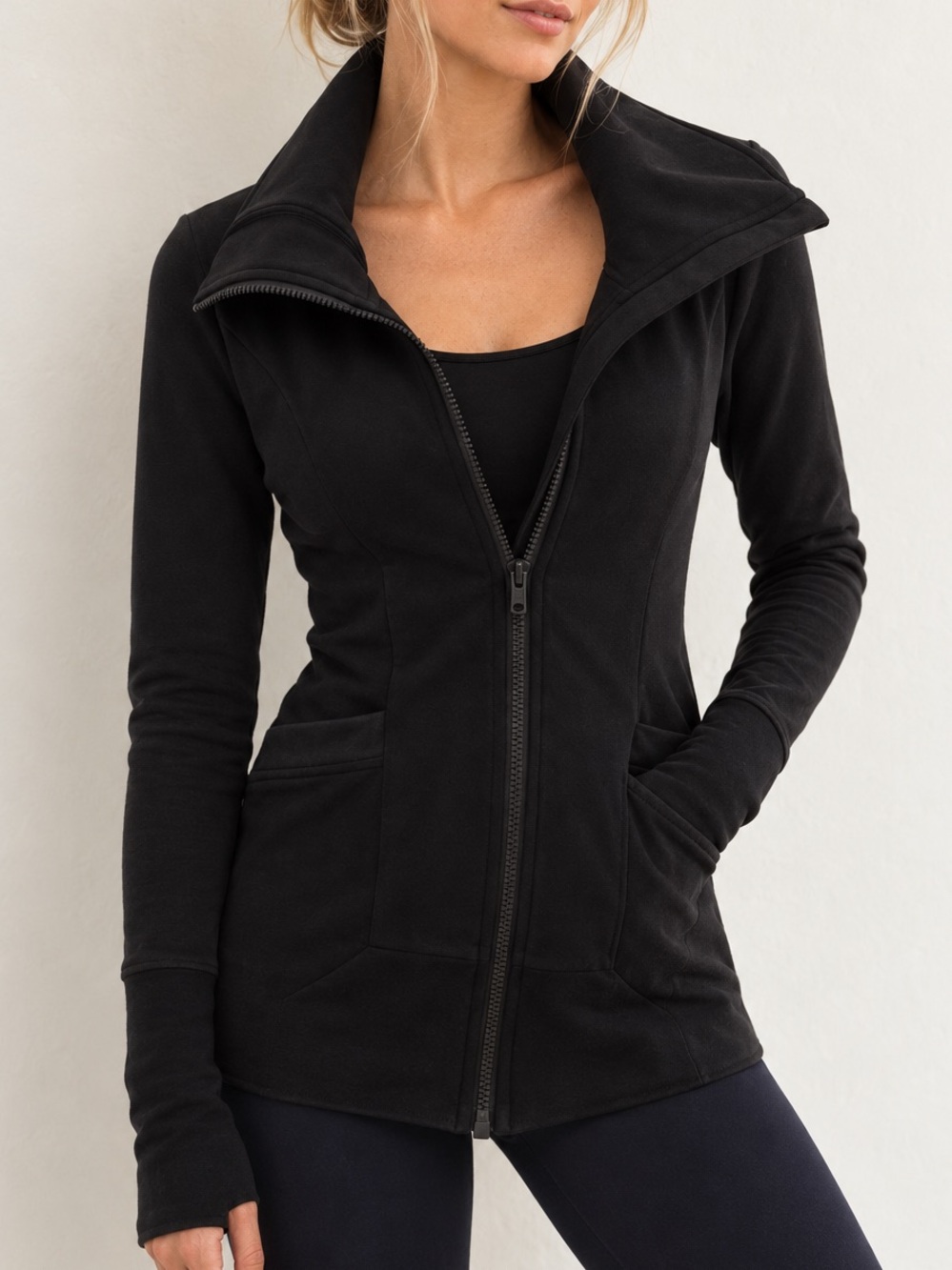 PattyBoutik Collar Zip Up Front Light Jacket Size Small